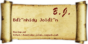 Bánhidy Jolán névjegykártya